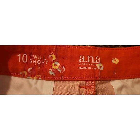 a.n.a A New Approach Twill Shorts Womens 10 Orange Floral Mid Rise Beachy - Picture 4 of 7